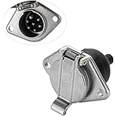 MECMO 7-Pin Round Vehicle-Side Female-End Socket Replacement SAE J560 Style, Die-Cast Zinc Housing 7-Way Round Electrical Con