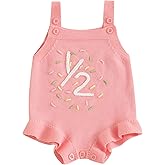 Frietlebird Infant Baby Girl Sleeveless Knit Romper Half and One Birthday Outfit Cute Baby Girl Summer Clothes