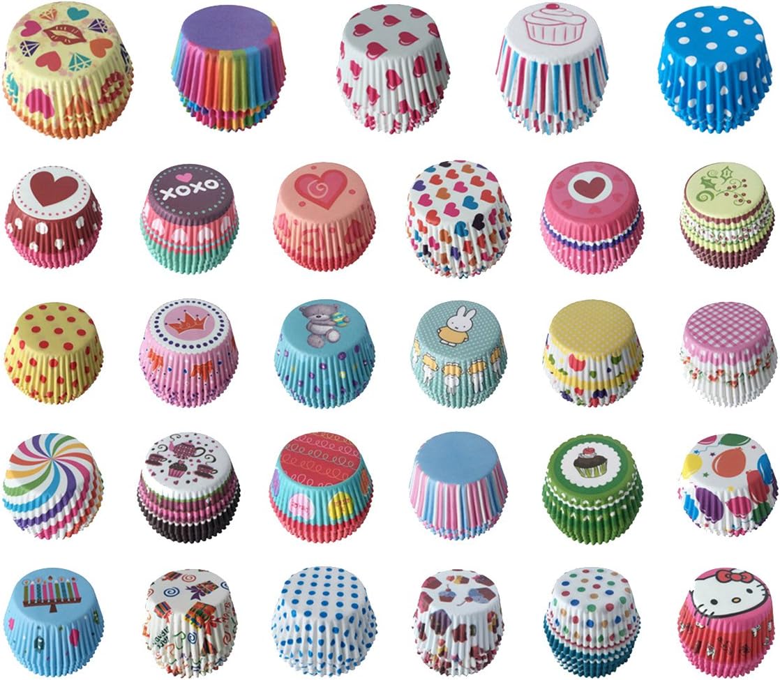Butterme 50pcs Paper Cake Baking Cups Muffin Cupcakes Liners Baking Cases Wrapper for Wedding Party Random Color