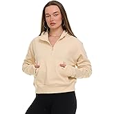 MODERN BASICS Womens Half Zip Hoodie - Fleece Cropped Sweatshirt for Women, Quarter Zip Up Pullover