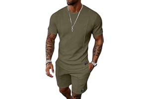 UOUA Men's Shorts Set Casual 2 Piece Outfits Summer Vacation Track Suits