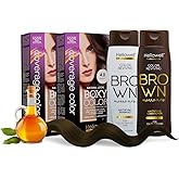 Professional Hair Coloring Kit + Color Reviving Shampoo & Conditioner Set | Permanent Hair Dye with Vegetal Protein | 100% Gray Coverage | Brown Tone 4.0