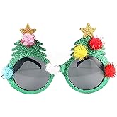 Soochat Christmas Sunglasses | Christmas Tree Eyeglasses | Xmas Tree Eyeglasses Plastic Costume for Party Favors Ornaments Gift