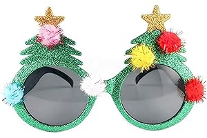Soochat Christmas Sunglasses | Christmas Tree Eyeglasses | Xmas Tree Eyeglasses Plastic Costume for Party Favors Ornaments Gift