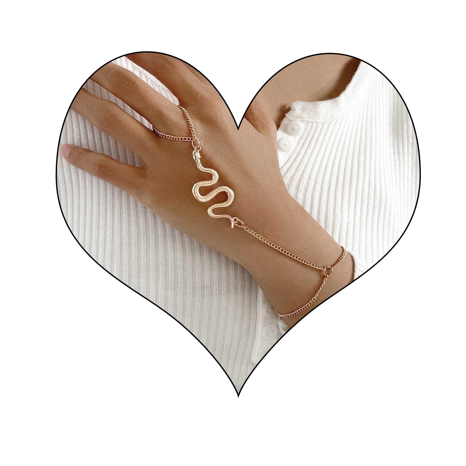 Yienate Gold Snake Bracelet - Personality Medusa Finger Chain Hand Back Chain - Cobra Animal Hand Jewellery for Women and Girls