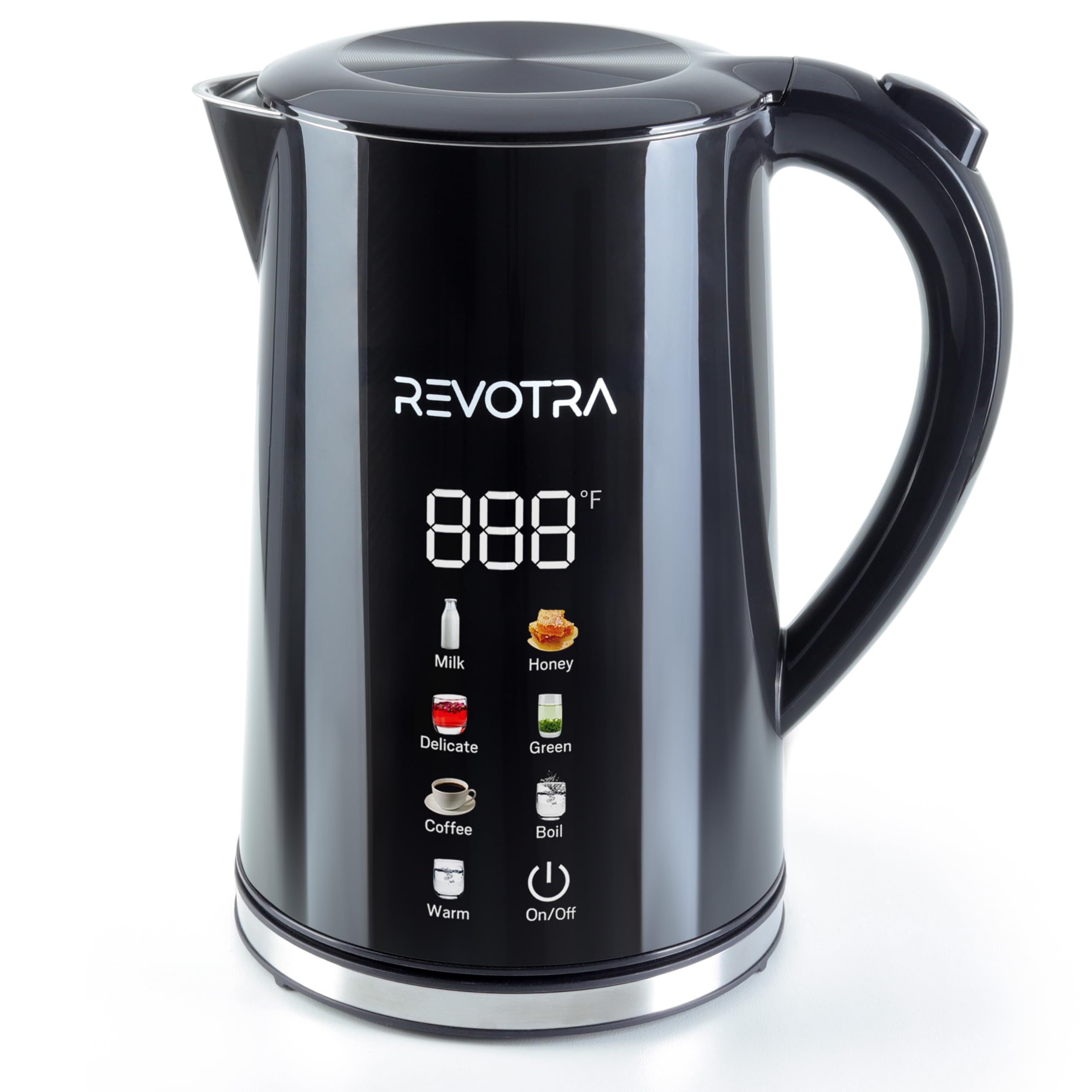 Photo 1 of 1.7L Electric Kettle, Stainless Steel Interior, 1500 Watt, Fast Boiling Water Boiler, LED Display, Temperature Control, Keep Warm, Auto Shut-Off, Boil-Dry Protection, Double Wall Cool Touch, Cordless