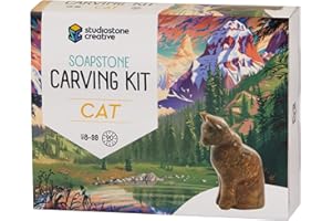 STUDIOSTONE CREATIVE DIY Arts & Crafts Carving Kit Kids Adults Cat Sculpture Soapstone