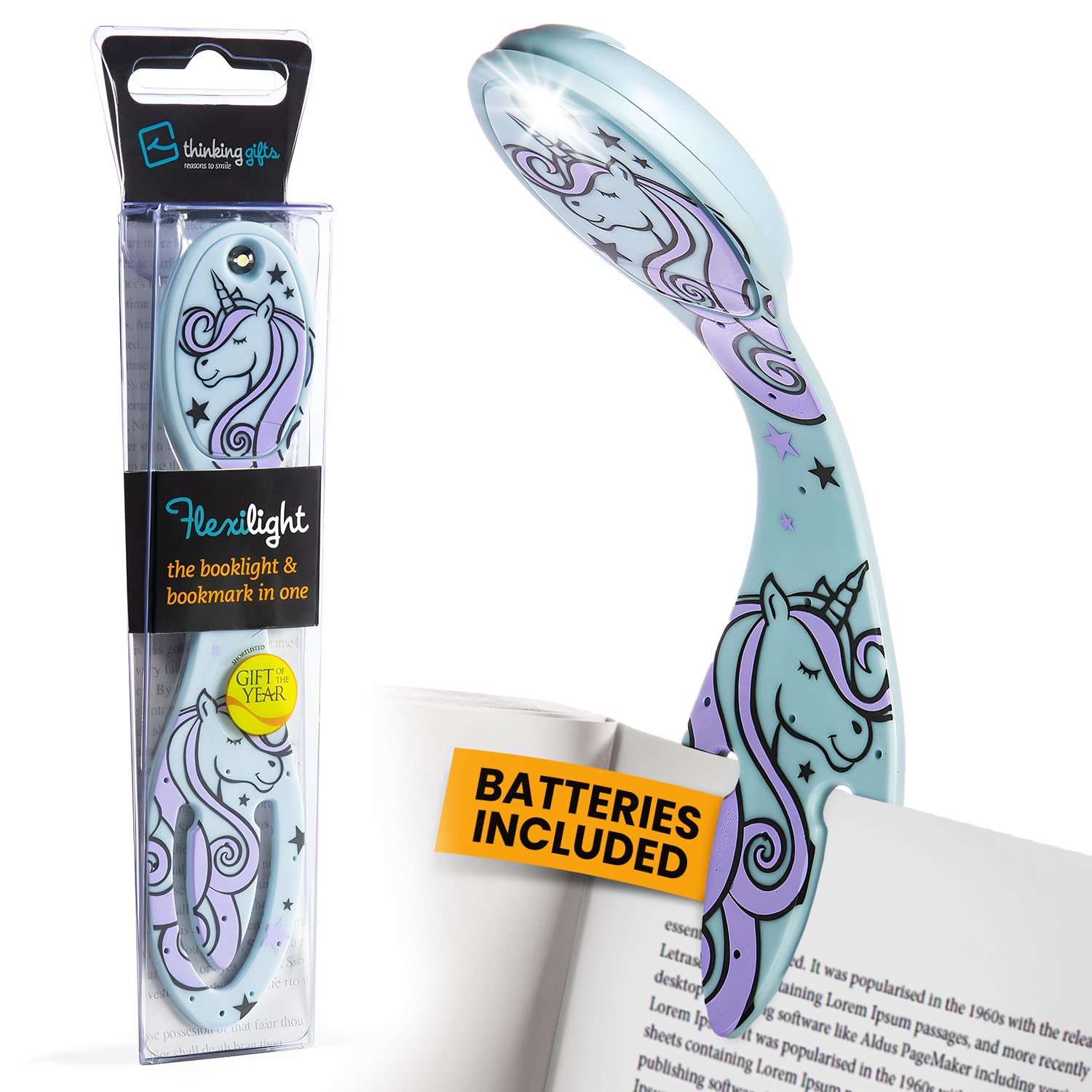 Gifts for Readers & Writers Bookmark Reading Light Unicorn - 2in1 Clip On Bookmark Kids Book Light for Reading Night in Bed, Travel Cute Book Lights, Flexible 8 Lumen LED Lights
