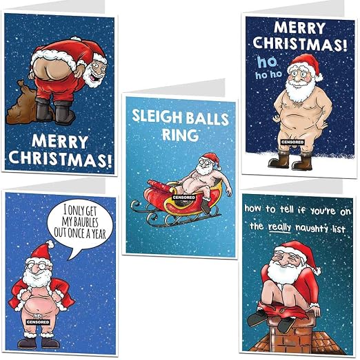 Funny Rude Santa Christmas Card PK for Adults x10 Amazon.co.uk Office