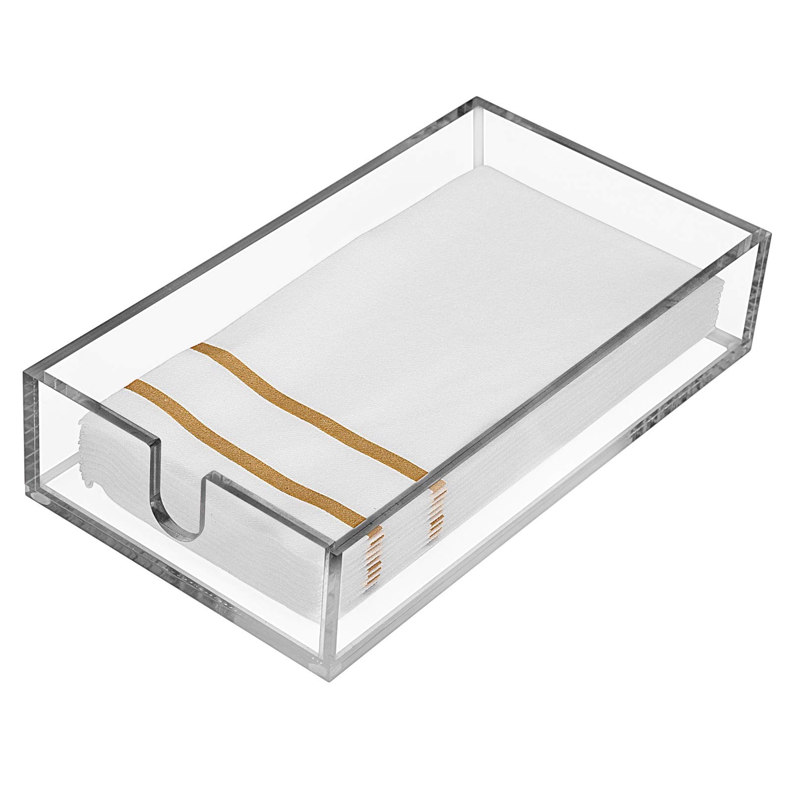 Photo 1 of Acrylic Napkin Holder - Clear Modern Design, Acrylic Hand Towel Holder for Bathroom, Kitchen, Guest Towel Tray Perfect for Disposable Paper Hand Towels & Bathroom Accessories.