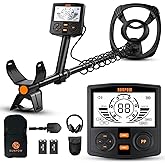 SUNPOW Professional Metal Detector for Adults - Pinpoint Accurate &amp; Easy to Use - 12" Waterproof Coil, 2X Backlit LCDs, DSP Chip, 5 Modes - Adjustable (19"-59") for Beach, Field, Garden