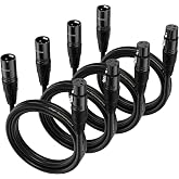 NUOSIYA XLR Cable, 6 Ft, 4 Packs, Black | Microphone Cables, Premium Balanced, 3-Pin XLR Male to Female, DMX Cable
