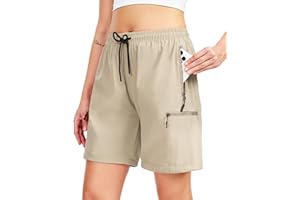 BONOTIE Women's Lightweight Hiking Cargo Shorts Quick Dry Athletic Shorts for Camping Travel Golf with Zipper Pockets