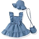 Renotemy Newborn Infant Baby Girl Dresses Summer Outfits Boho Casual Sundress Gifts Toddler Clothes for Girl with Hat and Bag