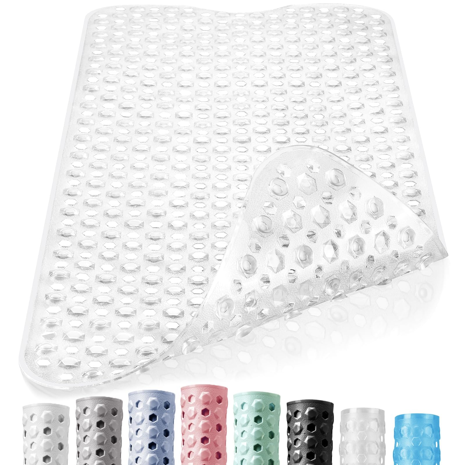 DOPROP Extra Long Anti-Slip Bathtub Mat - 100x40 cm Clear Bath Mat with Strong Suction Cups, Non-Slip Shower Floor Mat for Elderly, Children, Adults - Waterproof Safety Grip for Tub & Bath