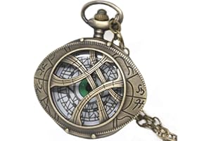 HUAWELL Doctor Strange Necklace Eye of Agamotto Eye Theme Pocket Watch New Creative Hollow Antique Pocket Watch