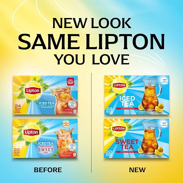 LIPTON UNSWEETENED ICED TEA BAGS, GALLON-SIZED ZERO CALORIES, 24 TOTAL TEA BAGS