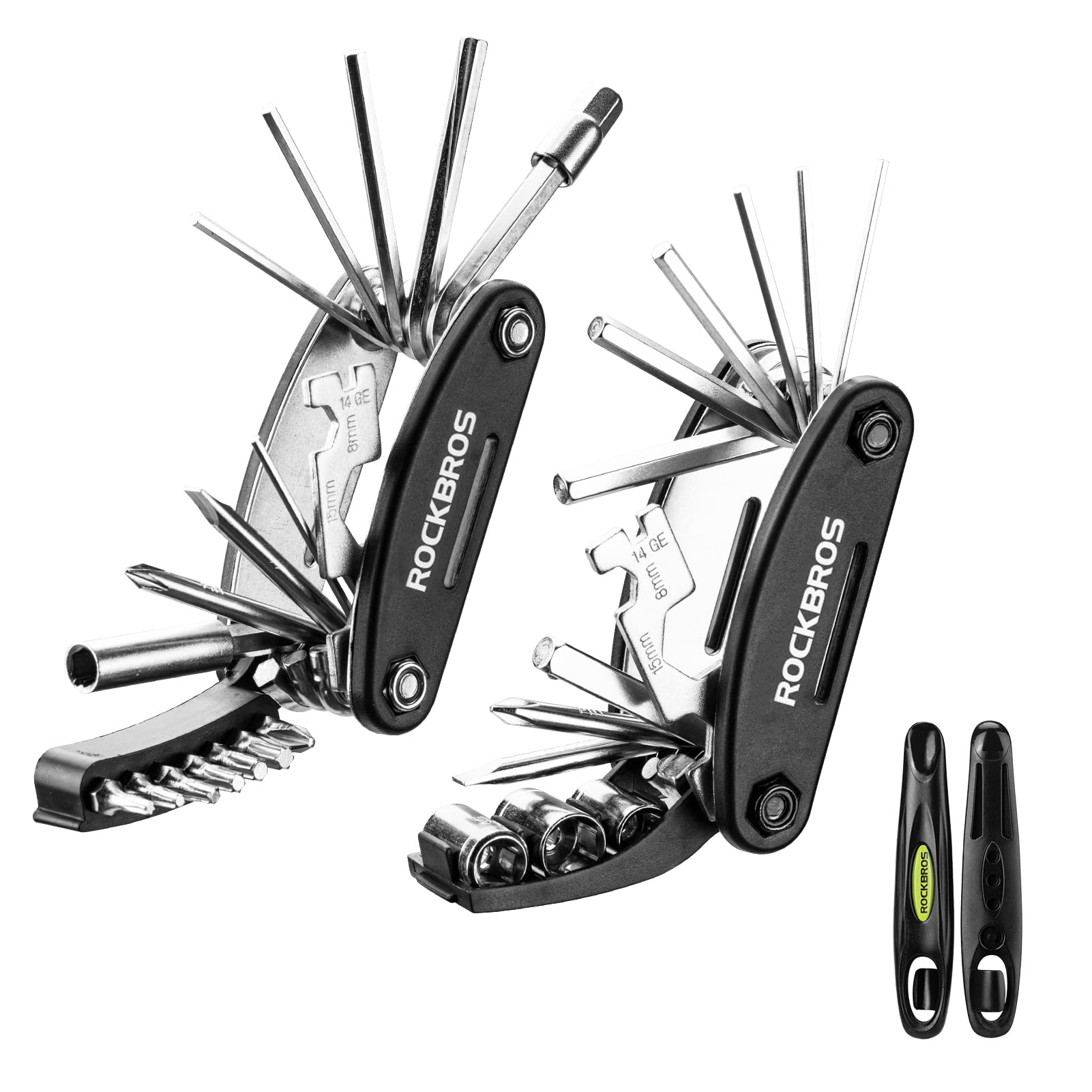 Photo 1 of ROCKBROS 16 In 1 Multi-Function Bike Tool Kit - Portable Foldable Bike Multitool Cycling Tool Kit With Allen Wrench, Tire Levers