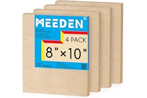 MEEDEN Unfinished Wood Canvas Board: 1-1/2" Deep 8x10” Wooden Canvas Panel Pack of 4 - Blank Cradled Wood Art Board for Paint