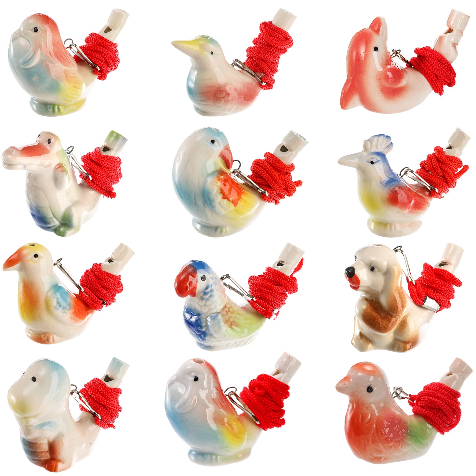 Hedume Set of 12 Ceramic Bird Whistles, Bird Water Whistles, Bird Call Whistle for Water and Bath Play Fun, Birthday Gift, Easter Gift