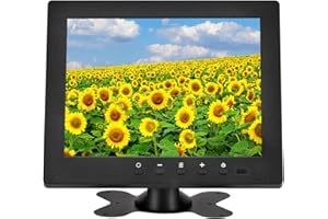 Qcvoruno 8 inch Monitor Display, 1024 * 768 Resolution,Built-in Dual Speakers, Portable LCD Monitor with HD/VGA/BNC/AV/USB for CCTV DVD DSLR VCD TV Box