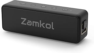Zamkol Bluetooth Lautsprecher 5.0 IPX7 Wasserdicht 24 Stunden Spielzeit 20W Intensiver Bass Drahtlos Stereo-Kopplung EQ Tragbarer Lautsprecher Eingebaut Mikrofon für Party Reise Draussen (Schwarz)