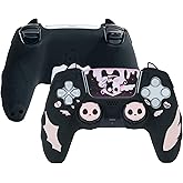 GeekShare ps5 Controller Skin Set Sweetheart Skull Design Anti-Slip Silicone Cover for ps5 Wireless Controller with 2 Thumb Grips & 2 Stickers (Black)