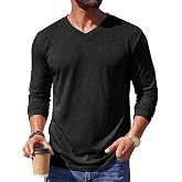 Runcati Mens Long Sleeve V Neck Muscle Basic T-Shirt | Casual Tee Shirts, Moisture Wicking, Soft Comfortable Fabric, Suitable for Daily Outfits