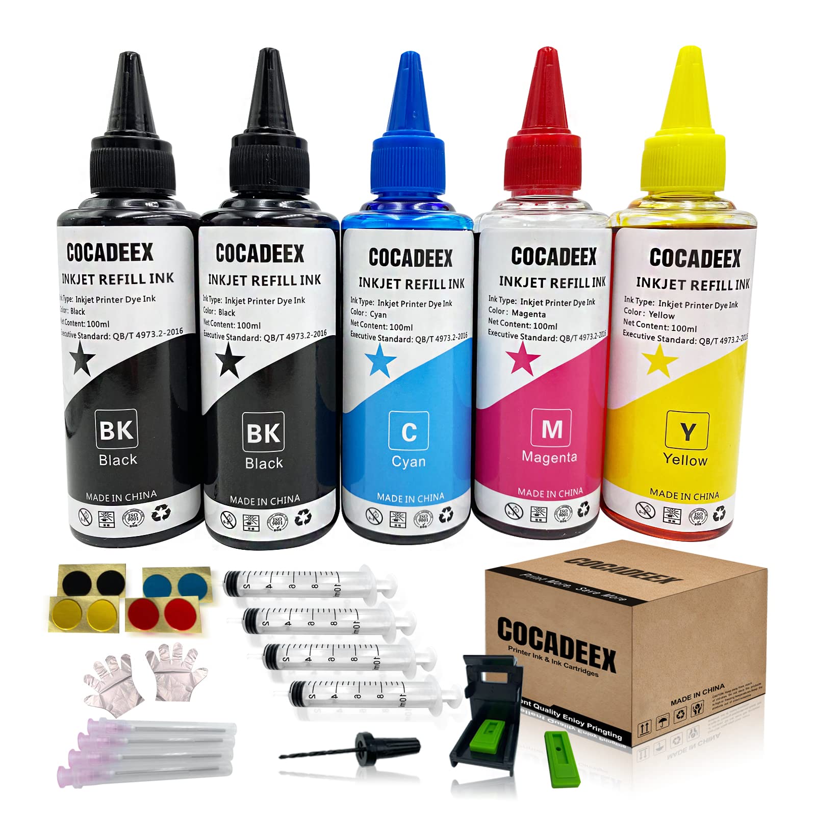 COCADEEX Refill Dye Ink Bottle Compatible with Hp 303 or 303XL Ink Cartridges,for ENVY Photo 6220 6232 6234 6252 6258 7100 7120 7134 7831 7832 7834 7155 7158 7164 7800 7855 7858 7864 7865 Printer