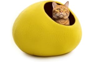 Woolygon Premium Wool Cat Cave Bed - Felt Cat Cave Handmade from 100% Merino Wool, Eco-Friendly Felt Cat Bed for Indoor Cats and Kittens