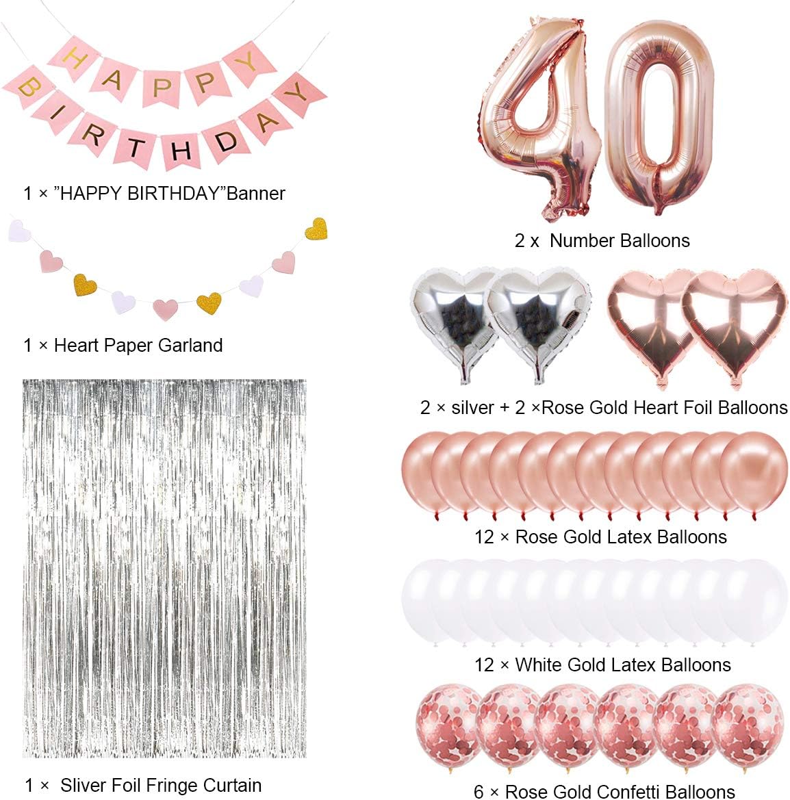 Numero 40 Ballons Danniversaire 40 Ans De Fournitures De Decoration Danniversaire Banniere De Joyeux Anniversaire 40e Nombre De Ballons En Or Rose 40e Anniversaire Decorations Banniere Ballon Decorations Et Accessoires De Fetes