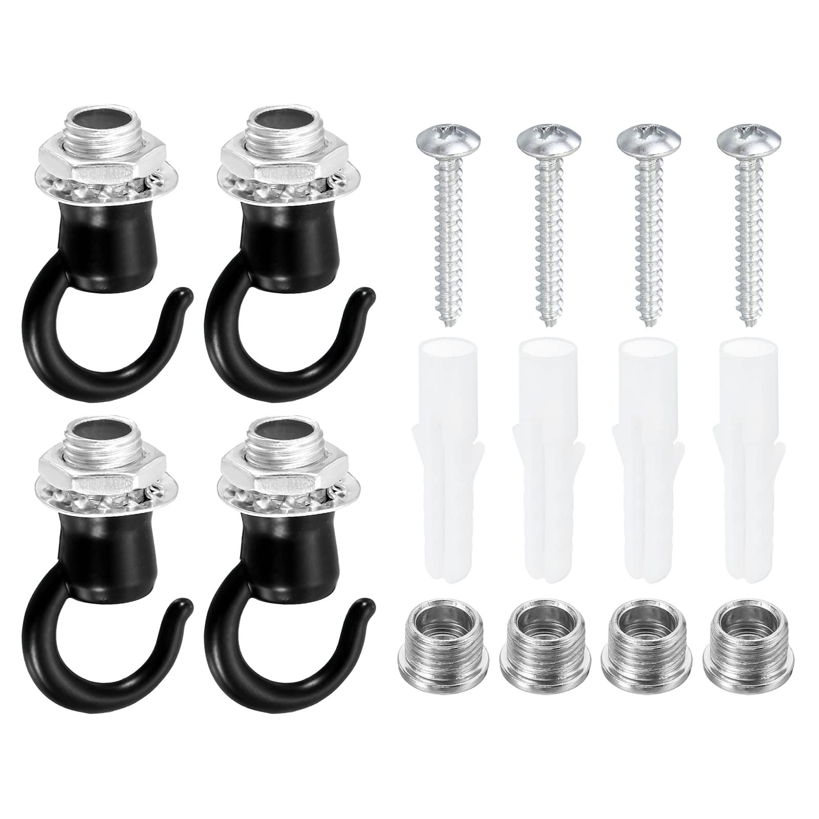 PATIKIL 39mmx23mm Ceiling Hook, 4 Pack Screw Hooks Light Fixtures Accessory for Hanging Plants, Crystal Chandeliers, Candle Chandeliers, Bar Lights, Lanterns, Black