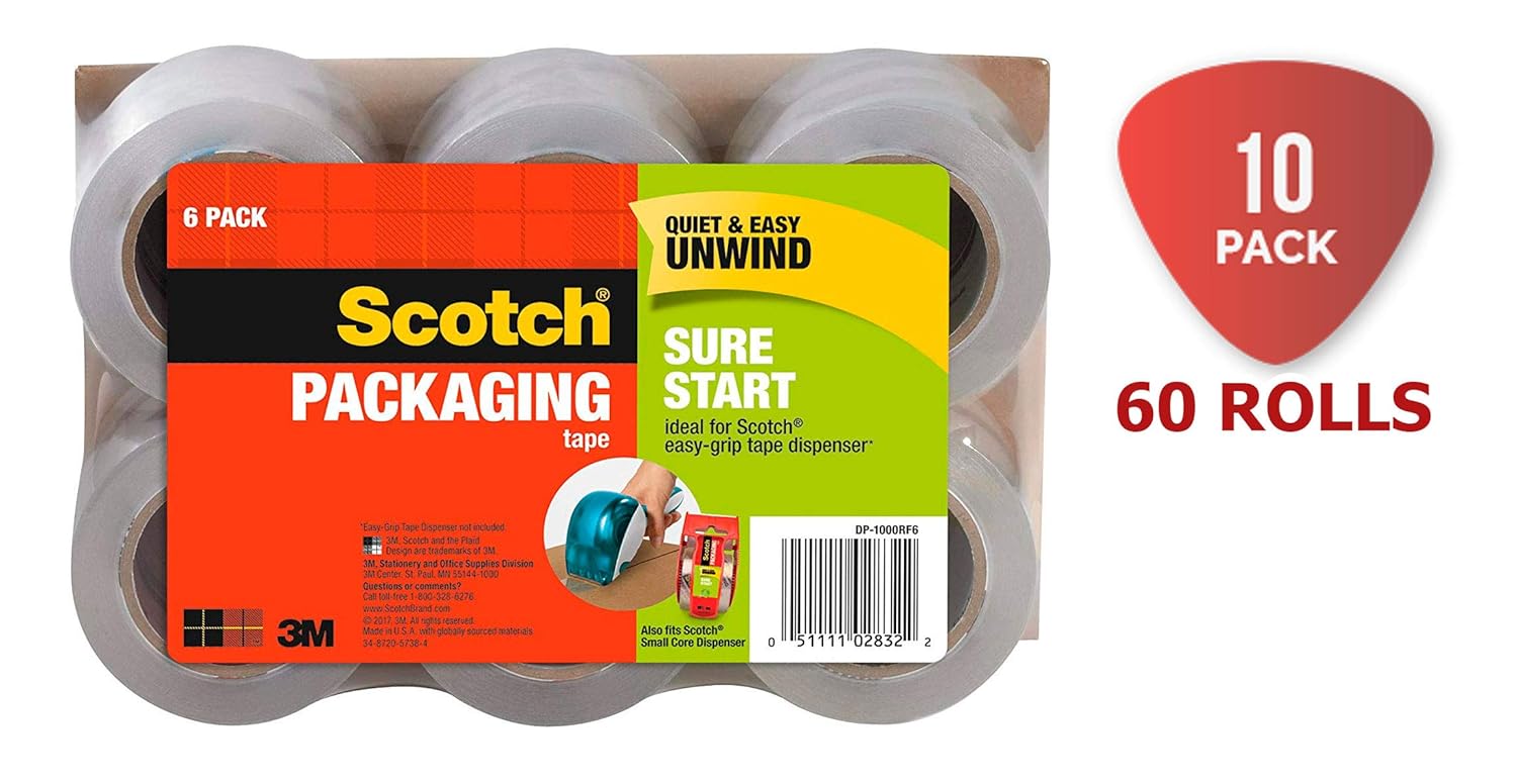 Scotch Brand Dp 1000rf6 Sure Start Packaging Tape 1 1 2 Inch Core 1 Inches X 900 Inches Carton Sealing Tape