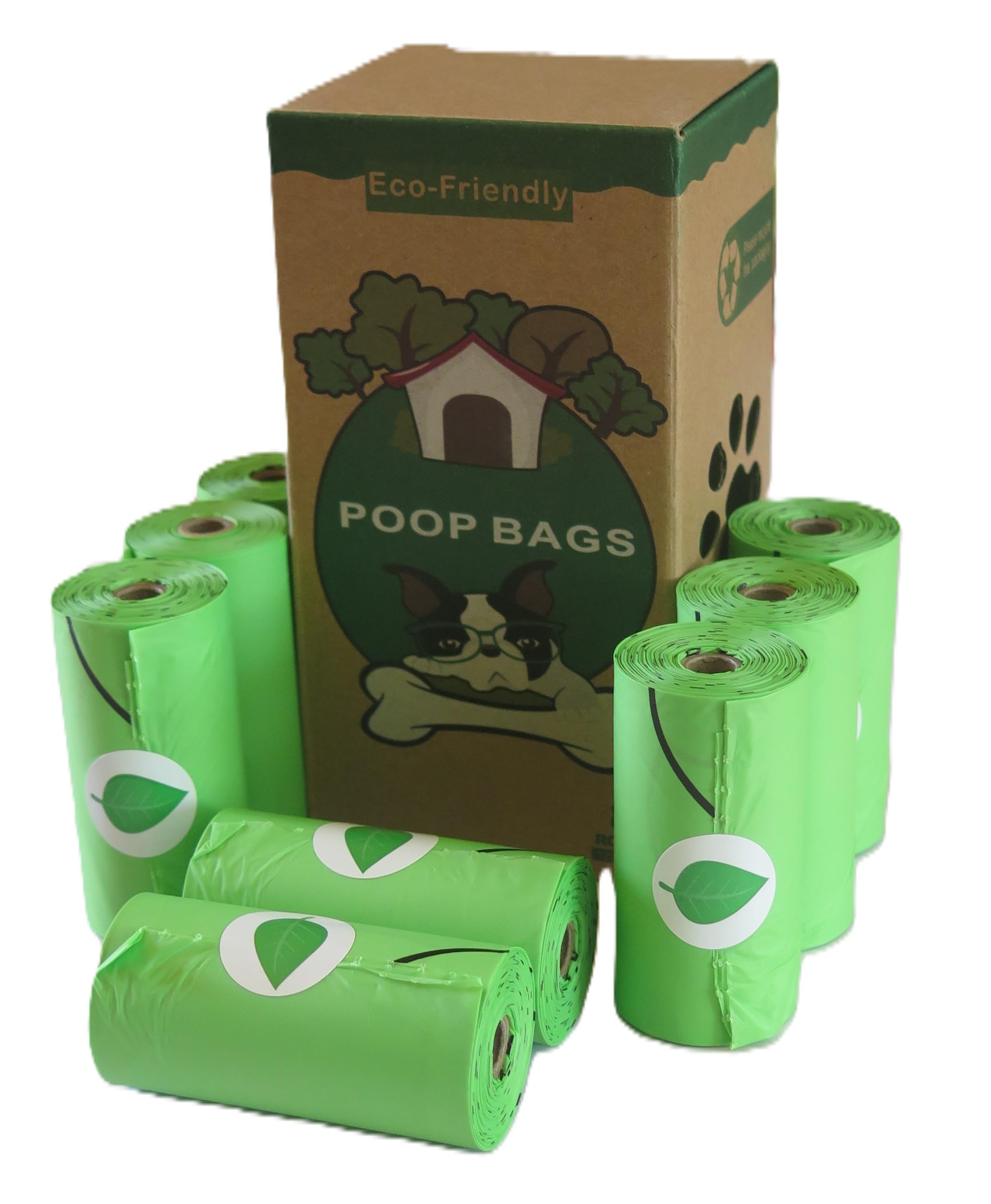Generic Eco-Friendly Cornstarch-Based Compostable Biodegradable Dog Poo Bags | 120 Bags/8 Rolls