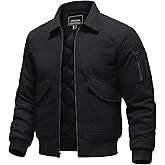 TACVASEN Men's Bomber Jacket Thick Quilted Jackets Zip Up Water Repellent Windproof Winter Warm Coat with 6 Pockets