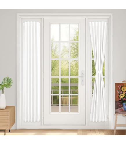 PONY DANCE White Sheer Sidelight Curtains For Front Door - 2 Panels, 30x66 Inches, Voile Fabric With Tiebacks - View #8