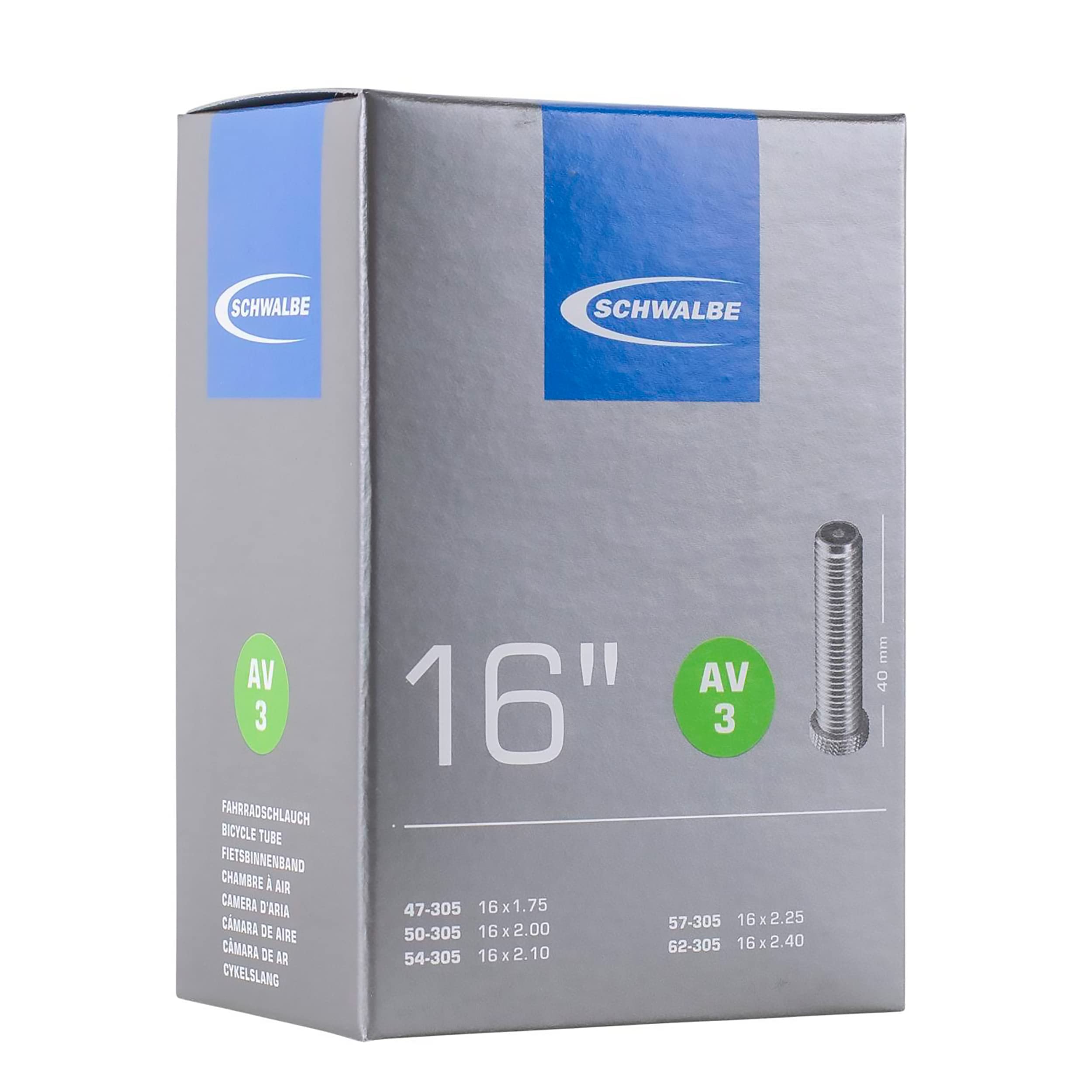 Schwalbe AV3 16 x 1.75 - 2.50 Inch Inner Tube with Schrader Valve — image 1