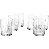 Amazon Brand – Rivet Modern 10 oz. Whiskey Glass, Clear with Decorative Etching - 6-Pack