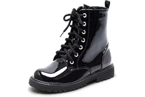 LseLom Girls Boys Side Zipper Combat Ankle Boots for Little Big Kid