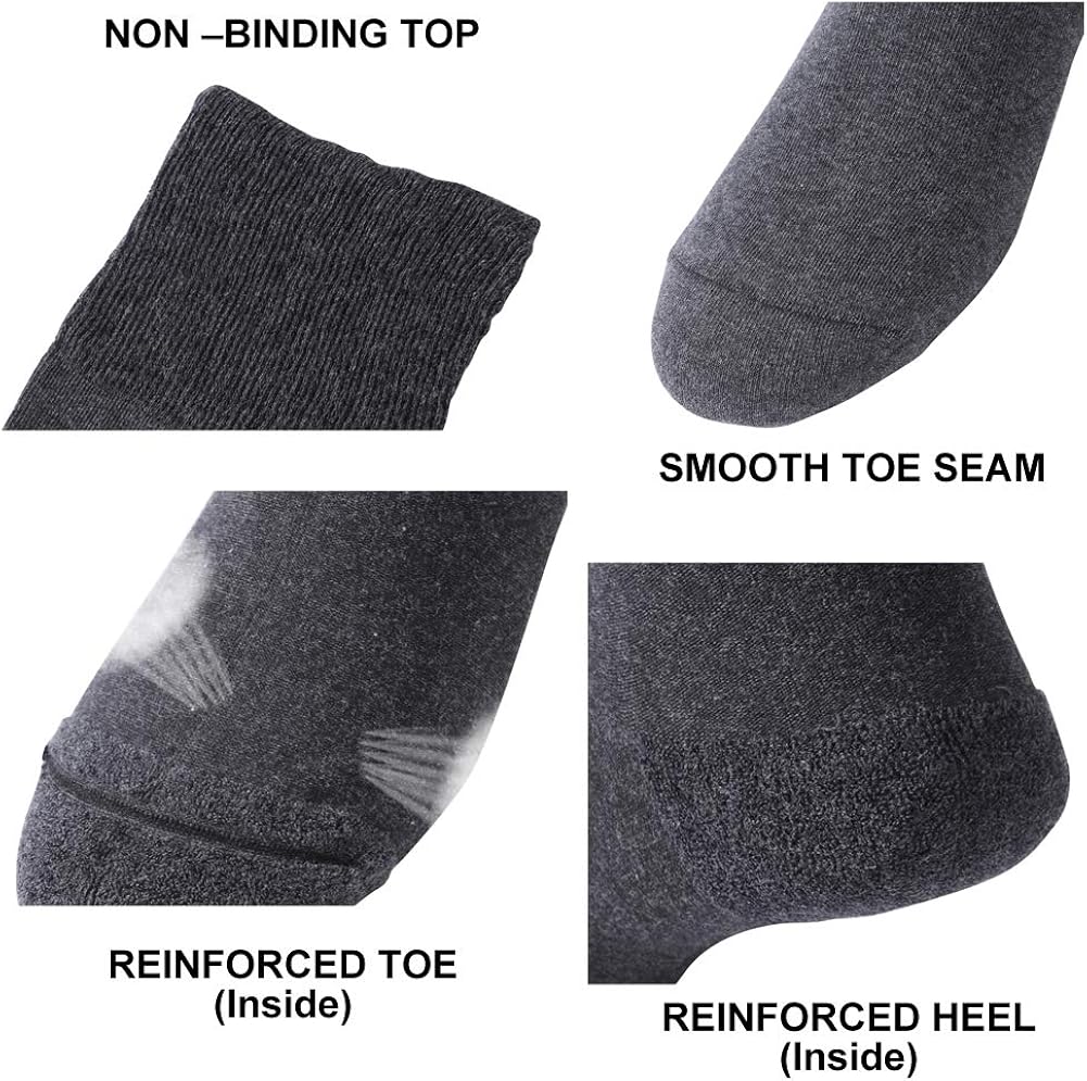 Ankle Diabetic Socks, Feelwe Unisex Non Binding Cotton Socks Seamless Toe Cushion Crew Summer Socks for Men Women 1/6 Pairs: Clothing