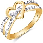 Infinity Heart Promise Ring Natural Diamond, Cubic Zirconia, Moissanite or Lab Grown Diamond Split Shank Engagement Ring for Women 10K Solid Gold Or 14K Gold Over Sterling Silver Jewelry Gift for Her