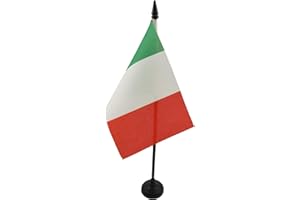 AZ FLAG - Italy Table Flag 15x10 Cm - Italian Office Flag 100% Polyester 4'' x 6'' - Mini Desk Flag with 25 Cm Pole and Black