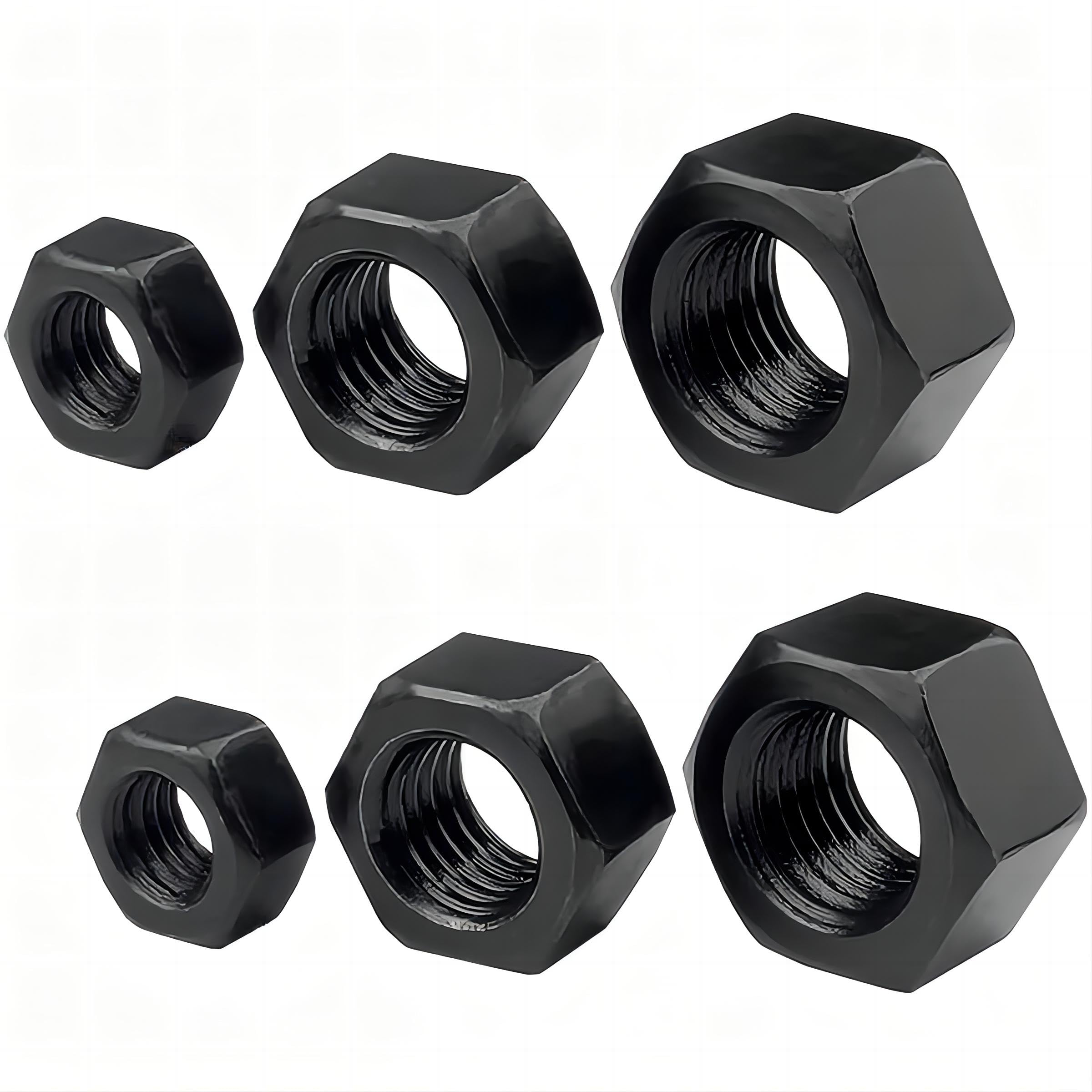 Qrity 10 Pieces Hexagon Nut, M12 Hex Nut, Black Carbon Steel Hardware Nut Fasteners, Hex Full Nuts for Bolts & Screws — image 1