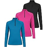 Real Essentials 3 Pack: Womens Dry-Fit Long Sleeve Quarter Zip & Full Zip Up Hoodie Workout Jacket (Available in Plus)