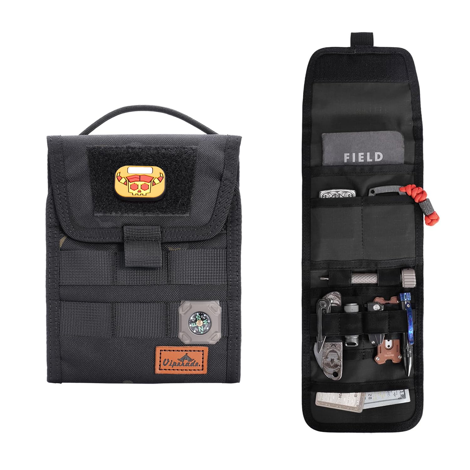 VIPERADE VE12 Folding EDC Organizer Pouch, Molle Tool Bag, Trifold Tool Pouch, Utility EDC Pocket Organizer for Outdoor and Daily Used