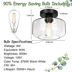 Industrial Semi Flush Mount Ceiling Light, 800