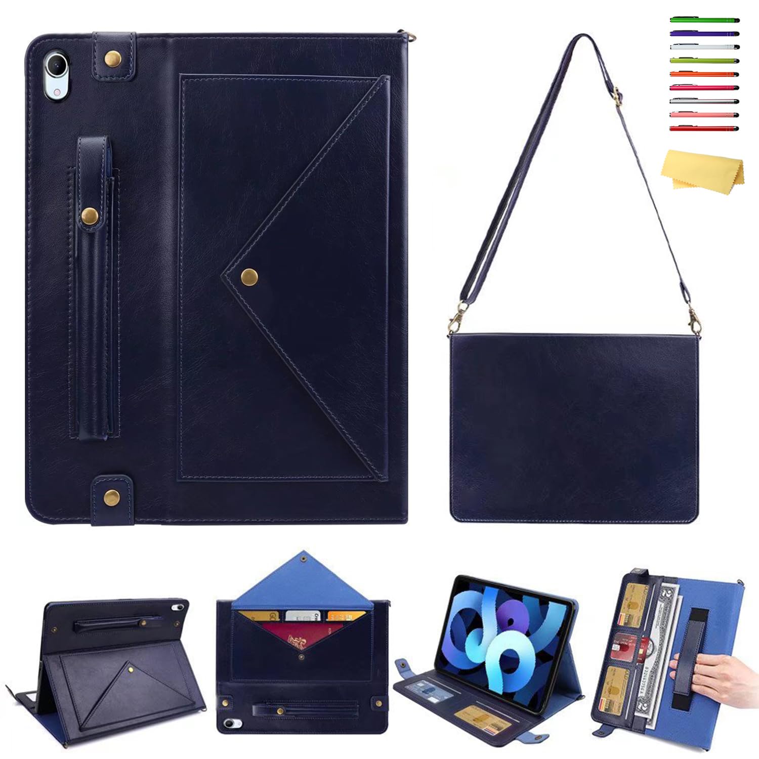 Photo 1 of UUcovers Crossbody Handbag Case for iPad mini 7 (A17 Pro) 2024/iPad Mini 6 Case 2021 with Pencil Holder/Shoulder Strap/Hand Strap/Pocket Stand Cover for iPad mini 7th/6th Generation 8.3 inch, Blue