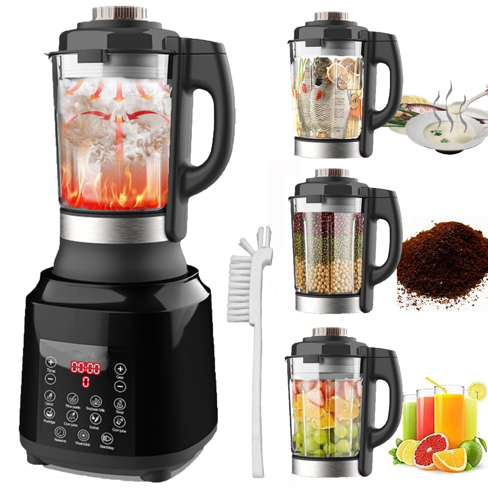 Photo 1 of ***(HEAVILY USED/ MINOR DAMAGE)***Countertop Food Blender,Hot Soup Maker,High-Speed Kitchen Food Processor with 9 One Touch Programs,12H Preset,Self-Cleaning,Crushing,Mixing,Juices,Pureeing,Grinding,Chopping,Auto-shutoff, 60OZ, 1200W