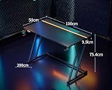 ODK Gaming Desk with LED Lights Carbon Fiber Black 100 cm view 3