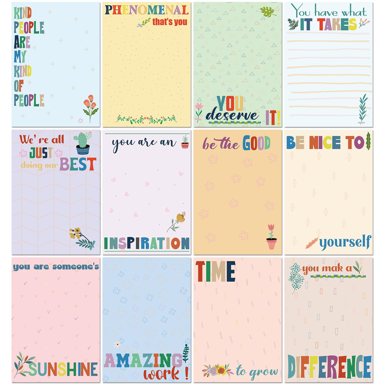 Photo 1 of 12 Pieces Empowering Sticky Note Pads 3" x 4" Motivational Educator Sticky Notes Inspirational Self Stick Note Pad Funny Sticky Notepad Appreciation Gifts for Teacher Office Student (Kindness)